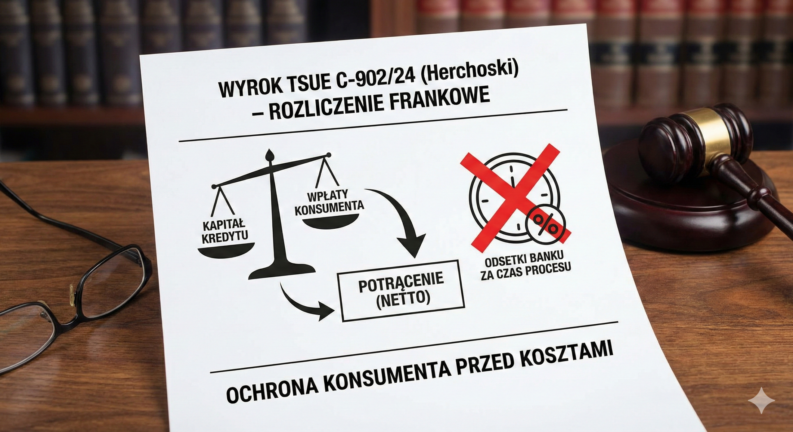 TSUE C-902/24 (Herchoski) – potrącenie tak, odsetki banku za czas procesu nie. Co to oznacza dla rozliczeń frankowych?