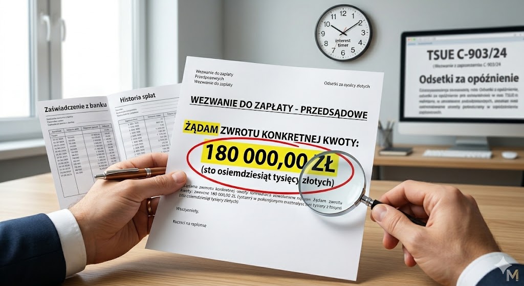 Odsetki za opóźnienie po wyroku TSUE C-903/24. Dlaczego wezwanie do banku powinno zawierać konkretną kwotę?