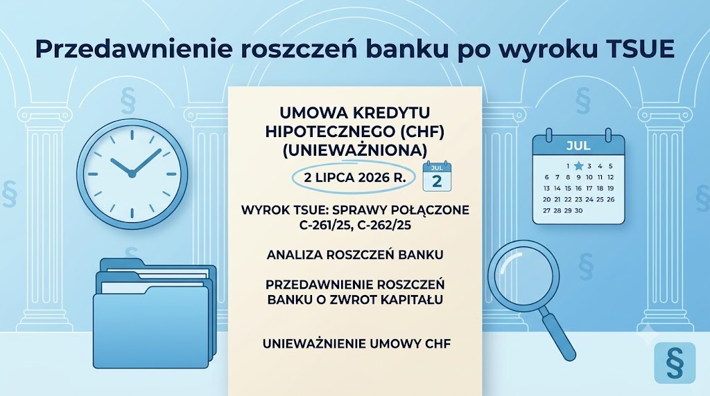 Przedawnienie roszczeń banku po wyroku TSUE – C-261/25 i C-262/25. Od jakiej daty liczyć 3 lata?